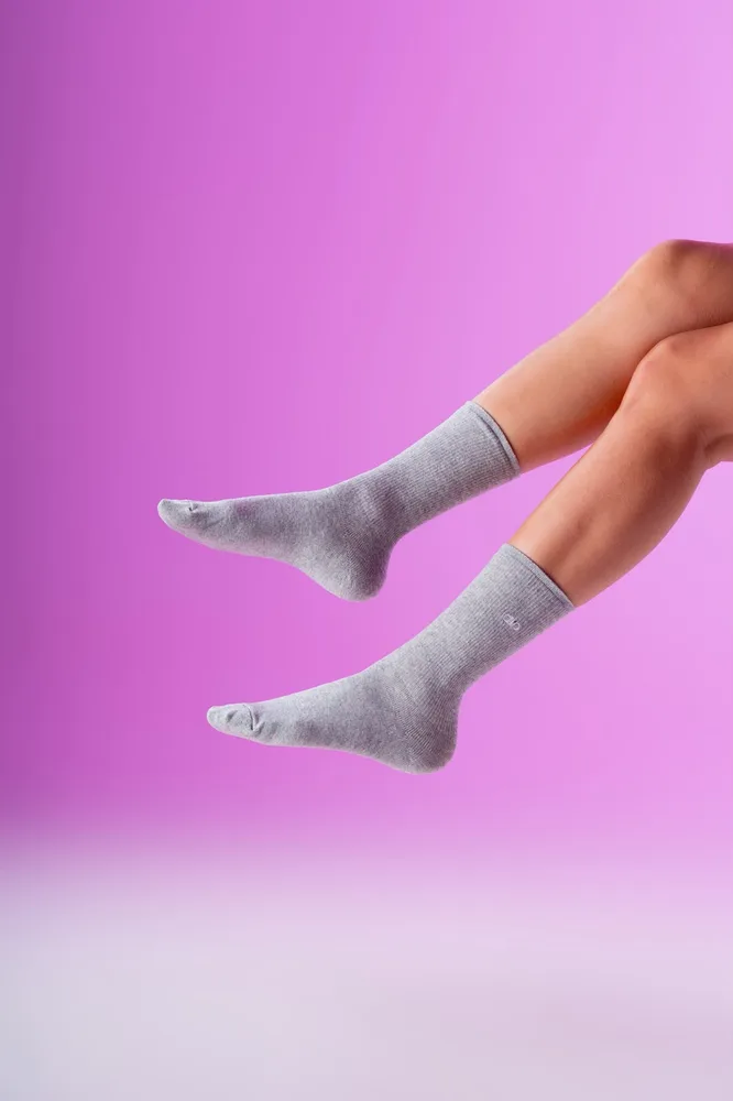 Calcetas Rosa en gris jaspeado